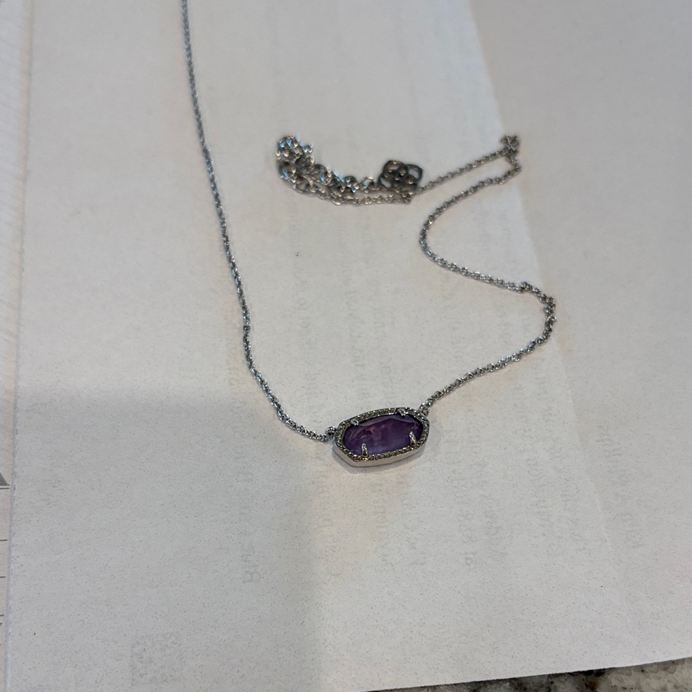 Kendra Scott silver Necklace with Purple Stone